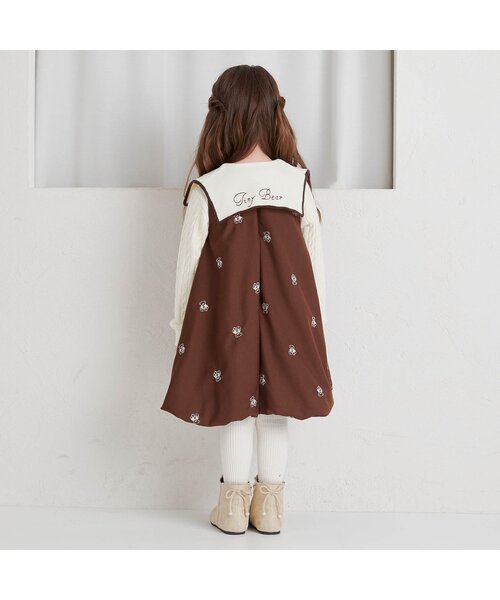 apres les cours（アプレレクール）の「【リンク】tiny bear ジャンパースカート（ジャンパースカート・キッズ・アイボリー/ブラウン・80/90/100/110/120）」の7枚目の写真