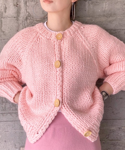 YETI ハンドニットカーディガン 手編み ヴィンテージ ケーブルニット