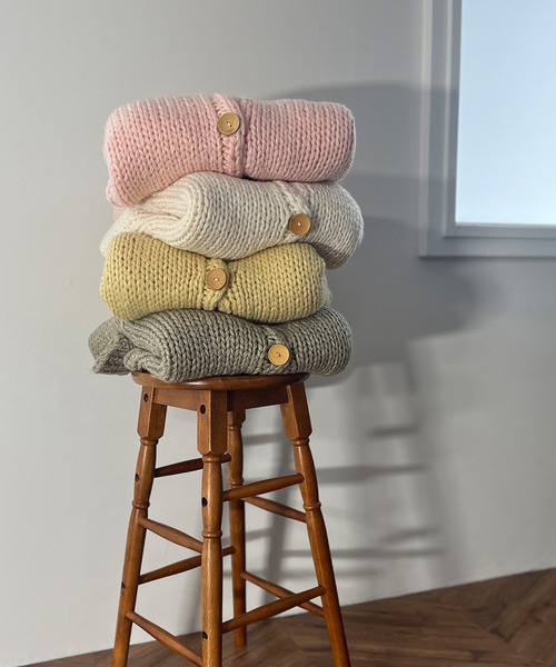 45rpm ざっくり ハンドニット クルーネック カーディガン ペルー製