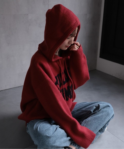 CREARE -LINO-（クレアーレリノ）の「フロントロゴニットフーディー/パーカー（パーカー・レディース・グレー/レッド/アイボリー/ブラック・FREE）」の22枚目の写真