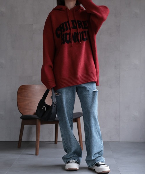 CREARE -LINO-（クレアーレリノ）の「フロントロゴニットフーディー/パーカー（パーカー・レディース・グレー/レッド/アイボリー/ブラック・FREE）」の18枚目の写真