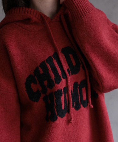 CREARE -LINO-（クレアーレリノ）の「フロントロゴニットフーディー/パーカー（パーカー・レディース・グレー/レッド/アイボリー/ブラック・FREE）」の7枚目の写真