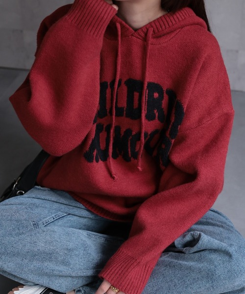 CREARE -LINO-（クレアーレリノ）の「フロントロゴニットフーディー/パーカー（パーカー・レディース・グレー/レッド/アイボリー/ブラック・FREE）」の5枚目の写真