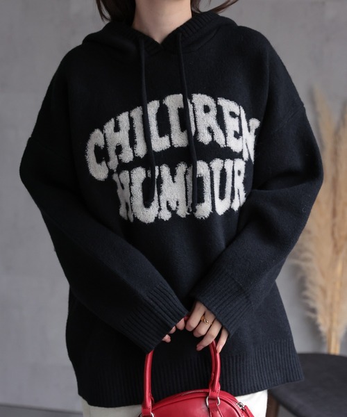 CREARE -LINO-（クレアーレリノ）の「フロントロゴニットフーディー/パーカー（パーカー・レディース・グレー/レッド/アイボリー/ブラック・FREE）」の8枚目の写真