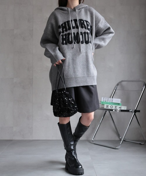 CREARE -LINO-（クレアーレリノ）の「フロントロゴニットフーディー/パーカー（パーカー・レディース・グレー/レッド/アイボリー/ブラック・FREE）」の12枚目の写真