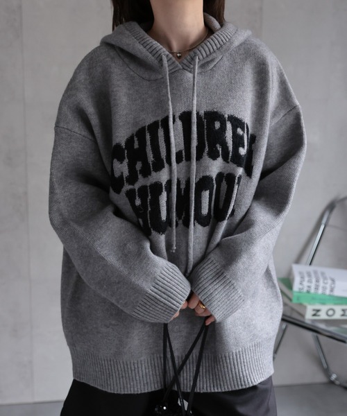 CREARE -LINO-（クレアーレリノ）の「フロントロゴニットフーディー/パーカー（パーカー・レディース・グレー/レッド/アイボリー/ブラック・FREE）」の11枚目の写真