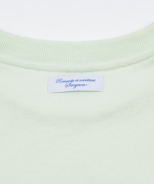 smyeon クルーネック袖刺繍スウェット ミントグリーン セール】Crewneck embroidery sweatshirt /クルーネック袖刺繍