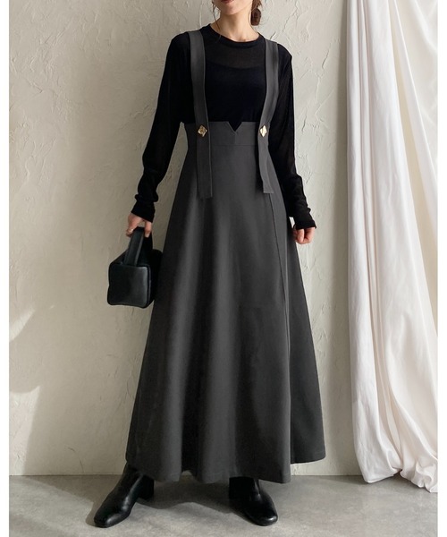 She's Closet(シーズクローゼット)の「長袖クルーネックロンT/シアーフロッキーベロアカットソートップス(Tシャツ/カットソー・レディース・ネイビー/ブラック/オリーブ/グレー/ブラウン・FREE)」の13枚目の写真