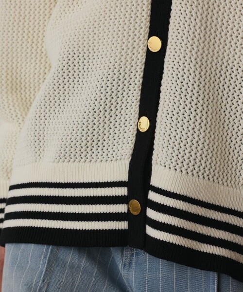 Diagram（ダイアグラム）の「メッシュラインニットカーディガン（カーディガン/ボレロ・レディース・ホワイト/ブラック/イエロー・36）」の10枚目の写真