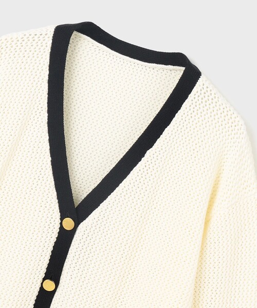 Diagram（ダイアグラム）の「メッシュラインニットカーディガン（カーディガン/ボレロ・レディース・ホワイト/ブラック/イエロー・36）」の15枚目の写真