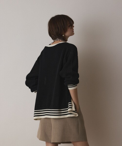 Diagram（ダイアグラム）の「メッシュラインニットカーディガン（カーディガン/ボレロ・レディース・ホワイト/ブラック/イエロー・36）」の20枚目の写真