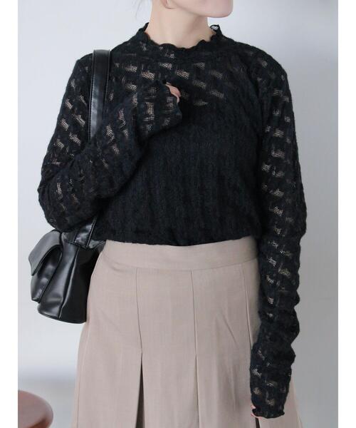 ehka sopo（エヘカソポ）の「起毛リボンレースハイネックカットソー（Tシャツ/カットソー・レディース・ブラック/グレー/オフホワイト/キナリ・F）」の17枚目の写真