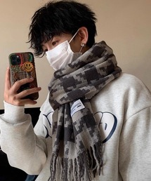NOWLE（ノウル）の「【NOWLE】モノトーン ドット千鳥柄 マフラー（マフラー・メンズ）」