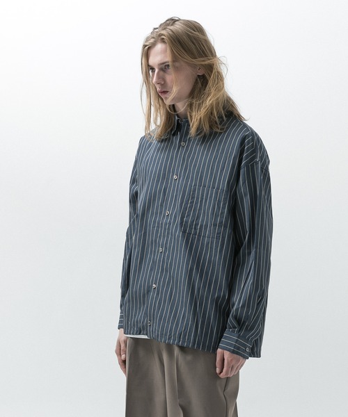 SLICK(スリック)の「【SLICK/スリック】100/2 Stripe Drawstring Shirt / 100/2ストライプドローストリングシャツ/オーバーサイズ シルエット / クラシック /ドローコード(シャツ/ブラウス・メンズ・ベージュ/ネイビー/ブルーグレー・1/2/3)」の16枚目の写真