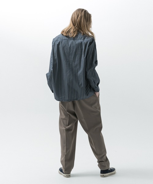 SLICK(スリック)の「【SLICK/スリック】100/2 Stripe Drawstring Shirt / 100/2ストライプドローストリングシャツ/オーバーサイズ シルエット / クラシック /ドローコード(シャツ/ブラウス・メンズ・ベージュ/ネイビー/ブルーグレー・1/2/3)」の12枚目の写真