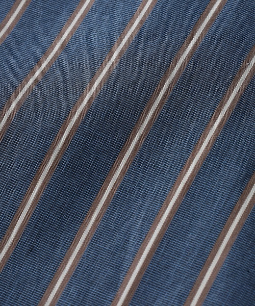 SLICK(スリック)の「【SLICK/スリック】100/2 Stripe Drawstring Shirt / 100/2ストライプドローストリングシャツ/オーバーサイズ シルエット / クラシック /ドローコード(シャツ/ブラウス・メンズ・ベージュ/ネイビー/ブルーグレー・1/2/3)」の4枚目の写真