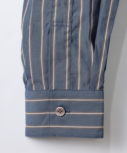 SLICK(スリック)の「【SLICK/スリック】100/2 Stripe Drawstring Shirt / 100/2ストライプドローストリングシャツ/オーバーサイズ シルエット / クラシック /ドローコード(シャツ/ブラウス・メンズ・ベージュ/ネイビー/ブルーグレー・1/2/3)」の8枚目の写真