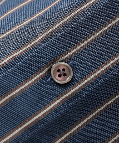 SLICK(スリック)の「【SLICK/スリック】100/2 Stripe Drawstring Shirt / 100/2ストライプドローストリングシャツ/オーバーサイズ シルエット / クラシック /ドローコード(シャツ/ブラウス・メンズ・ベージュ/ネイビー/ブルーグレー・1/2/3)」の6枚目の写真