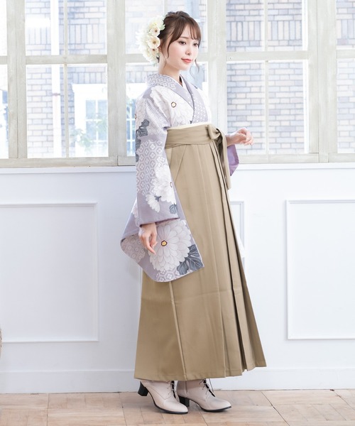 SOUBIEN袴4点（二尺袖着物/無地袴/襦袢/下帯） Ｌ　2尺5寸 SOUBIEN 袴セット 卒業式 大学生 レディース 女性 女の子 小学生