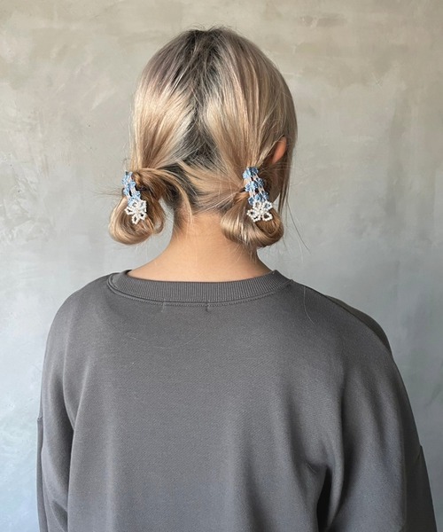 kutir（クティール）の「kutirlune／【2SET】レトロフラワービーズヘアクリップ（ヘアピン・レディース・ライトブルー/ネイビー/グリーン・FREE）」の5枚目の写真