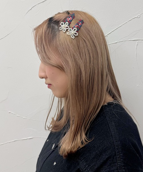 kutir(クティール)の「kutirlune/【2SET】レトロフラワービーズヘアクリップ(ヘアピン・レディース・ライトブルー/ネイビー/グリーン・FREE)」の18枚目の写真