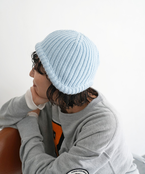 SLOBE citron.（スローブシトロン）の「《WEB限定》SLOBE citron. ヘルメットニットキャップ（ニットキャップ/ビーニー・レディース・グレー/サックスブルー・FREE）」の2枚目の写真