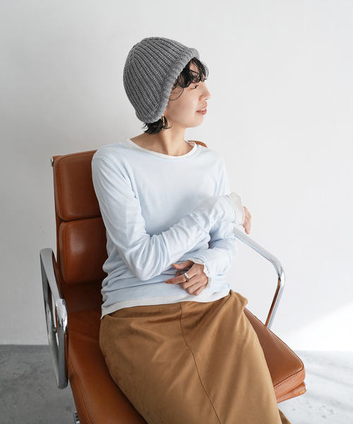 SLOBE citron.（スローブシトロン）の「《WEB限定》SLOBE citron. ヘルメットニットキャップ（ニットキャップ/ビーニー・レディース・グレー/サックスブルー・FREE）」の8枚目の写真