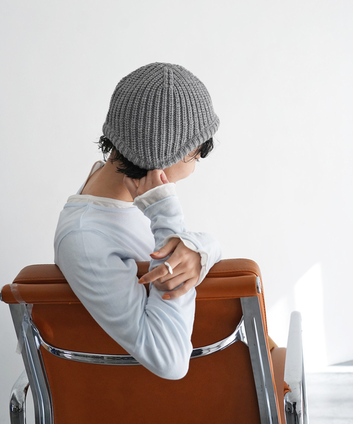 SLOBE citron.（スローブシトロン）の「《WEB限定》SLOBE citron. ヘルメットニットキャップ（ニットキャップ/ビーニー・レディース・グレー/サックスブルー・FREE）」の9枚目の写真