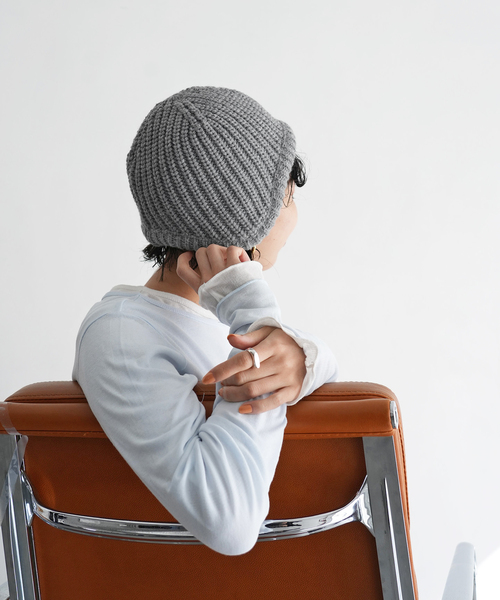 SLOBE citron.（スローブシトロン）の「《WEB限定》SLOBE citron. ヘルメットニットキャップ（ニットキャップ/ビーニー・レディース・グレー/サックスブルー・FREE）」の10枚目の写真