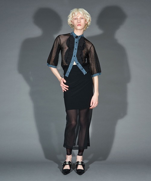 TOGA PULLA(トーガ プルラ)の「【TOGA PULLA/トーガプルラ】Lace knit cardigan/レースニットカーディガン(カーディガン/ボレロ・レディース・ネイビー/ブラック・38)」の3枚目の写真