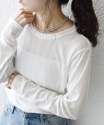 SHIPS any | SHIPS any:〈洗濯機可能〉シアー リブ ロング スリーブ クルーネック TEE(Tシャツ/カットソー)