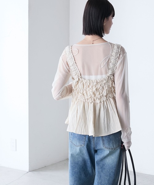 forksy.（フォルクシー）の「【forksy.】シャーリング 裾フレア キャミビスチェ（キャミソール・レディース・ブラック/カーキ/アイボリー・FREE）」の8枚目の写真