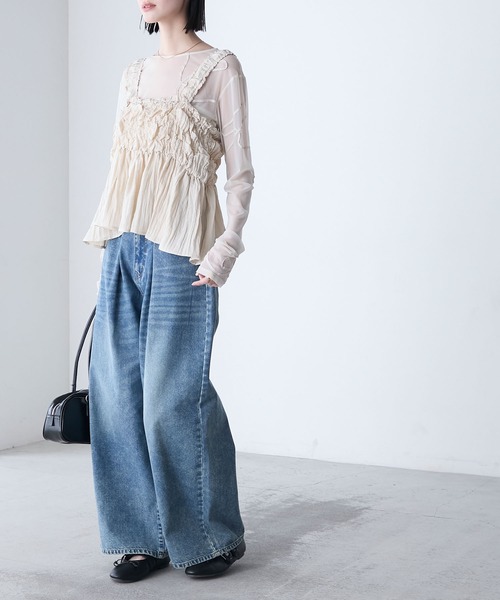 forksy.（フォルクシー）の「【forksy.】シャーリング 裾フレア キャミビスチェ（キャミソール・レディース・ブラック/カーキ/アイボリー・FREE）」の10枚目の写真