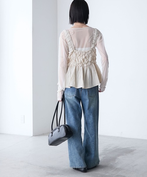 forksy.（フォルクシー）の「【forksy.】シャーリング 裾フレア キャミビスチェ（キャミソール・レディース・ブラック/カーキ/アイボリー・FREE）」の11枚目の写真