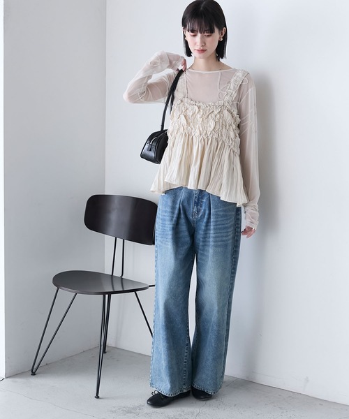 forksy.（フォルクシー）の「【forksy.】シャーリング 裾フレア キャミビスチェ（キャミソール・レディース・ブラック/カーキ/アイボリー・FREE）」の12枚目の写真