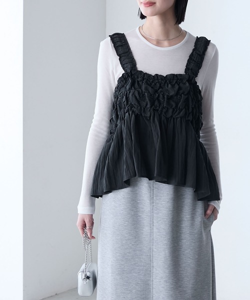 forksy.（フォルクシー）の「【forksy.】シャーリング 裾フレア キャミビスチェ（キャミソール・レディース・ブラック/カーキ/アイボリー・FREE）」の15枚目の写真