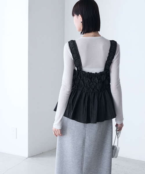 forksy.（フォルクシー）の「【forksy.】シャーリング 裾フレア キャミビスチェ（キャミソール・レディース・ブラック/カーキ/アイボリー・FREE）」の17枚目の写真