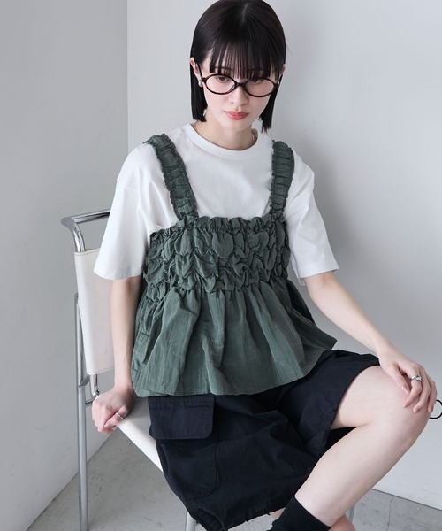 forksy.（フォルクシー）の「【forksy.】シャーリング 裾フレア キャミビスチェ（キャミソール・レディース・ブラック/カーキ/アイボリー・FREE）」の21枚目の写真