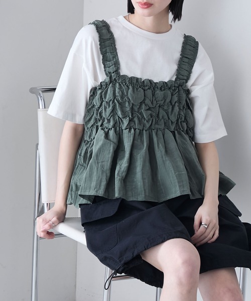 forksy.（フォルクシー）の「【forksy.】シャーリング 裾フレア キャミビスチェ（キャミソール・レディース・ブラック/カーキ/アイボリー・FREE）」の22枚目の写真