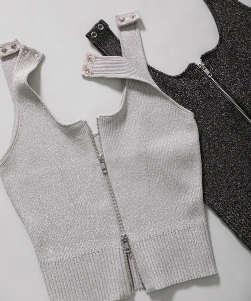 ROSE BUD(ローズバッド)の「2WAYラメニットタンク(ニット/セーター・レディース・シルバー/ブラック/ブラウン・ONE SIZE)」の7枚目の写真
