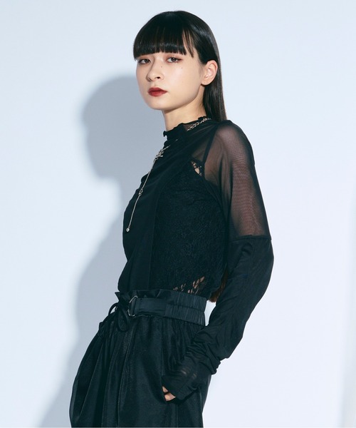 Ezick（エジック）の「elegant lace docking　 シアーレースキリカエトップス（その他トップス・レディース・アイボリー/ブラック・FREE）」の15枚目の写真