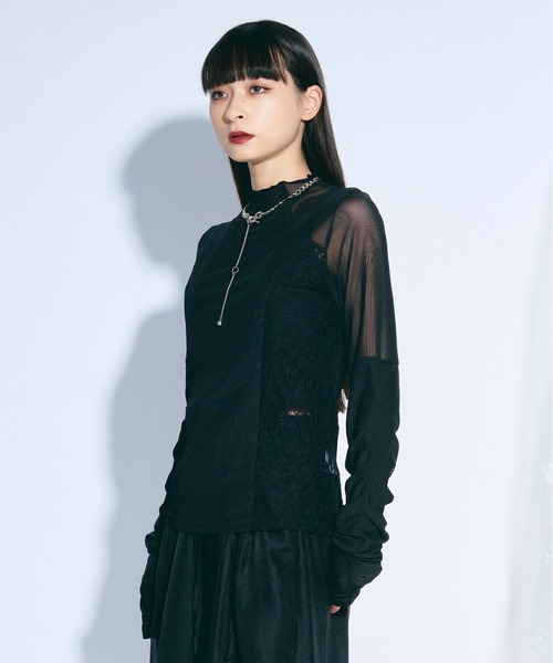 新品未使用　シアー レーストップス Lace sheer tops/レースシアープトップス（Tシャツ/カットソー
