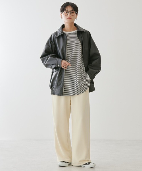 AMERICAN HOLIC(アメリカンホリック)の「ワイドスウェットパンツ(その他パンツ・レディース・ブラック/アイボリー・L/M)」の6枚目の写真