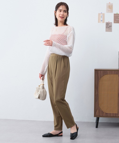 Viola e Viola（ヴィオラエヴィオラ）の「さらテロ楽ちんスティックパンツ（ショート丈）（その他パンツ・レディース・カーキ/ネイビー/ブラック/ダークブルー・L/M/3L/LL/4L/5L）」の8枚目の写真