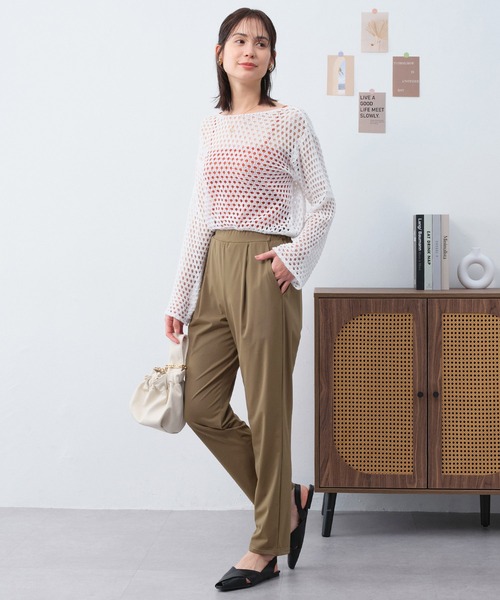Viola e Viola（ヴィオラエヴィオラ）の「さらテロ楽ちんスティックパンツ（ショート丈）（その他パンツ・レディース・カーキ/ネイビー/ブラック/ダークブルー・L/M/3L/LL/4L/5L）」の6枚目の写真