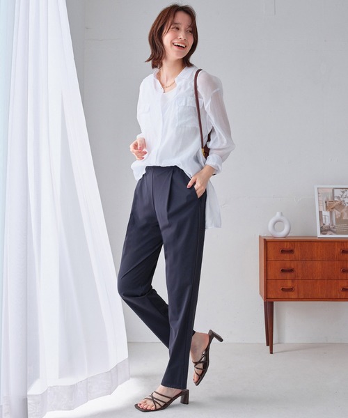 Viola e Viola（ヴィオラエヴィオラ）の「さらテロ楽ちんスティックパンツ（ショート丈）（その他パンツ・レディース・カーキ/ネイビー/ブラック/ダークブルー・L/M/3L/LL/4L/5L）」の20枚目の写真