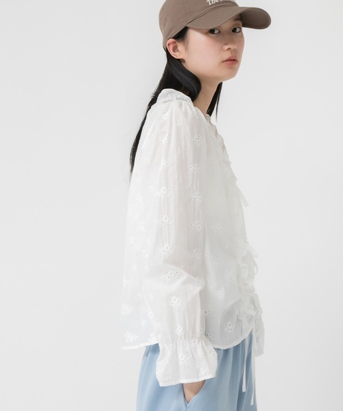 ブラウス シャツ レース刺繍リボンブラウス / ボレロ フリル レディース HEILIS ブラウス シャツ レース刺繍リボンブラウス / ボレロ