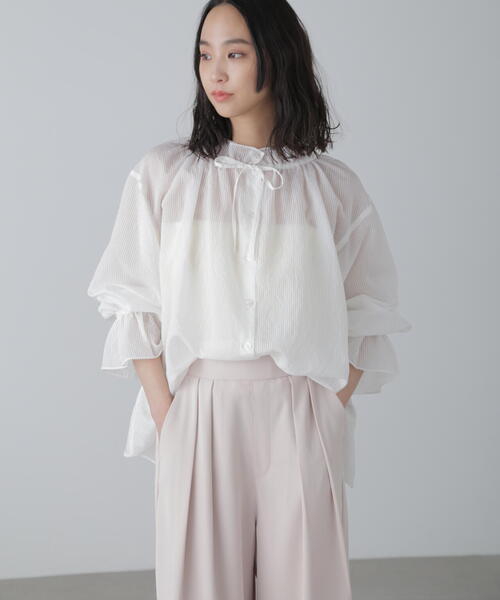 FREE'S MART（フリーズマート）の「◆［MFM］シアーストライプフリルシャツ（シャツ/ブラウス・レディース・ホワイト系その他/ブルー系その他/ピンク系その他・FREE）」の7枚目の写真
