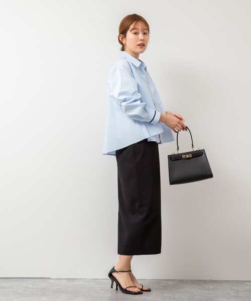 NOLLEY’S（ノーリーズ）の「コットンツイルシルケットシャツ（シャツ/ブラウス・レディース・サックスブルー/オフホワイト/イエロー・38）」の10枚目の写真