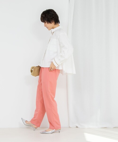 NOLLEY’S（ノーリーズ）の「コットンツイルシルケットシャツ（シャツ/ブラウス・レディース・サックスブルー/オフホワイト/イエロー・38）」の19枚目の写真